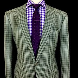 ERMENEGILDO ZEGNA MEN GREEN TATTERSALL CHECK FIT